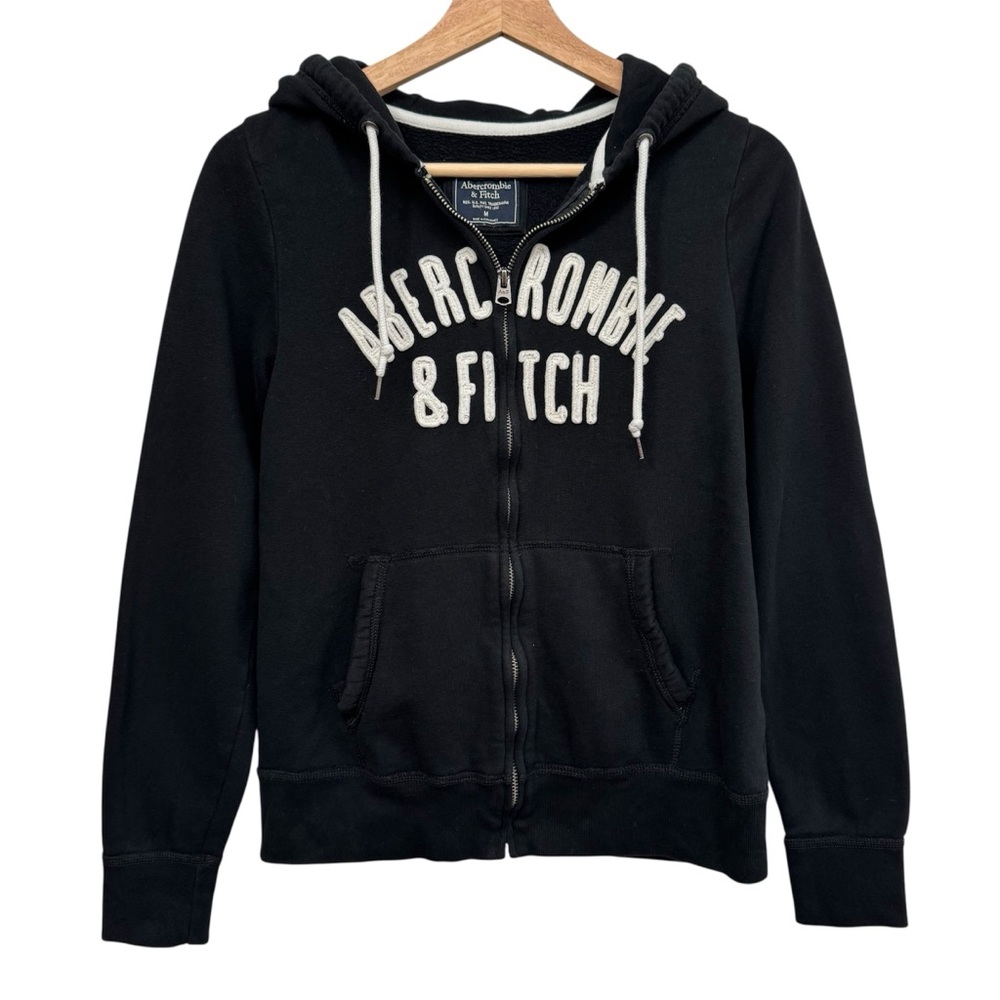 Abercrombie & Fitch Y2K Spell Out Logo Zip Up Hoodie Women Medium Preppy